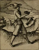 An illustration from Nebulo nebulonum, hoc est, Jocoseria nequitiae censura : qua hominum scelestorum doli, fraudes, fallaciae, & mores versuti vivis coloribus depinguntur, aeriq[ue] incisi publico aspectui exponuntur (1663)