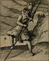 An illustration from Nebulo nebulonum, hoc est, Jocoseria nequitiae censura : qua hominum scelestorum doli, fraudes, fallaciae, & mores versuti vivis coloribus depinguntur, aeriq[ue] incisi publico aspectui exponuntur (1663)