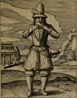 An illustration from Nebulo nebulonum, hoc est, Jocoseria nequitiae censura : qua hominum scelestorum doli, fraudes, fallaciae, & mores versuti vivis coloribus depinguntur, aeriq[ue] incisi publico aspectui exponuntur (1663)