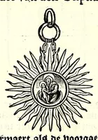 Picture 22 of 71 from Nederlandtsche herault, of, Adelik toneel zijnde een historische beschrijvinge, van allerley trappen van adeldom : alsmede van alderhande wapen-schilden, in koninckrijcken, gemeene-besten, steden en volkeren, van oude tijden af, tot dese eeuw toe in gebruyk geweest zijnde (1672), leaf 176