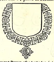 An illustration from Nederlandtsche herault, of, Adelik toneel zijnde een historische beschrijvinge, van allerley trappen van adeldom : alsmede van alderhande wapen-schilden, in koninckrijcken, gemeene-besten, steden en volkeren, van oude tijden af, tot dese eeuw toe in gebruyk geweest zijnde (1672)