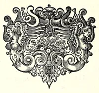 An illustration from Nederlandtsche herault, of, Adelik toneel zijnde een historische beschrijvinge, van allerley trappen van adeldom : alsmede van alderhande wapen-schilden, in koninckrijcken, gemeene-besten, steden en volkeren, van oude tijden af, tot dese eeuw toe in gebruyk geweest zijnde (1672)