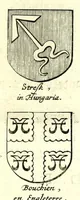 Picture 69 of 71 from Nederlandtsche herault, of, Adelik toneel zijnde een historische beschrijvinge, van allerley trappen van adeldom : alsmede van alderhande wapen-schilden, in koninckrijcken, gemeene-besten, steden en volkeren, van oude tijden af, tot dese eeuw toe in gebruyk geweest zijnde (1672), leaf 445