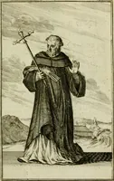 An illustration from Nette afbeeldingen der eyge dragten van alle geestelyke orders : nevens een korte aantekening van haar begin, instelders, en bevestiging (1688)