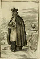 An illustration from Nette afbeeldingen der eyge dragten van alle geestelyke orders : nevens een korte aantekening van haar begin, instelders, en bevestiging (1688)