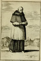 An illustration from Nette afbeeldingen der eyge dragten van alle geestelyke orders : nevens een korte aantekening van haar begin, instelders, en bevestiging (1688)