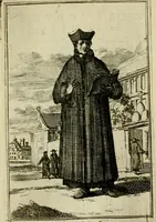 An illustration from Nette afbeeldingen der eyge dragten van alle geestelyke orders : nevens een korte aantekening van haar begin, instelders, en bevestiging (1688)