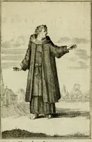 An illustration from Nette afbeeldingen der eyge dragten van alle geestelyke orders : nevens een korte aantekening van haar begin, instelders, en bevestiging (1688)