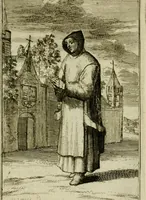 An illustration from Nette afbeeldingen der eyge dragten van alle geestelyke orders : nevens een korte aantekening van haar begin, instelders, en bevestiging (1688)