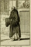An illustration from Nette afbeeldingen der eyge dragten van alle geestelyke orders : nevens een korte aantekening van haar begin, instelders, en bevestiging (1688)