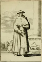 An illustration from Nette afbeeldingen der eyge dragten van alle geestelyke orders : nevens een korte aantekening van haar begin, instelders, en bevestiging (1688)