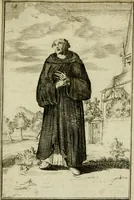 An illustration from Nette afbeeldingen der eyge dragten van alle geestelyke orders : nevens een korte aantekening van haar begin, instelders, en bevestiging (1688)