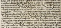 An illustration from Neundter vnd letzter Theil Americae, : darin[n] gehandelt wird, von Gelegenheit der Elementen, Natur, Art vnd eigenschafft der Newen Welt: item von derselben Völcker, abergläubischen Götzendienst, Policey vnd Regiments Ordnung: beneben einem seinen register oder Catalogo, aller Könige, von anfang ihrer Königreich an, biss auff den letzten König der Mexicaner, Motec̦uma genannt, den andern dess Nahmens, sampt eygentlicher Beschreibung der Wahl, Krönung, vnd Todt derselben, vnd letzlich was diese Indianer für Krieg wider einander geführet haben. Alles auffs trewlichste aus Niederländischer Beschreibung Iohan. Hugen von Lintschotten, in vnser Hochteutsche Sprache versetzet, durch Iohannem Humberger Wetterauium. Ferner auch von der Reise der fünff Schiffe, so im Junto dess 1598. Jahrs, in Hollandt aussgefahren, der meynung, durch das Fretum Magelanum, zu den Moluckischen Inseln zu Schiffen, wie sie nemlich von einander kommen vnd zerstrewetworden, also dass nur allein der Hauptmann Sebald de Weert, sampt noch einem Schiff beysammen blieben, vnd auff die vier Monat lang, mit grosser gefahr in dem Freto sich auffgehalten, welcher auch endlich, als er vber die 2. Jahr auff solcher Reise elendiglich zugebracht, mit einem Schiffe, Anno 1600. vnverrichter Sache wider anheim kommen. (1601)