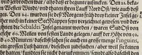 An illustration from Neundter vnd letzter Theil Americae, : darin[n] gehandelt wird, von Gelegenheit der Elementen, Natur, Art vnd eigenschafft der Newen Welt: item von derselben Völcker, abergläubischen Götzendienst, Policey vnd Regiments Ordnung: beneben einem seinen register oder Catalogo, aller Könige, von anfang ihrer Königreich an, biss auff den letzten König der Mexicaner, Motec̦uma genannt, den andern dess Nahmens, sampt eygentlicher Beschreibung der Wahl, Krönung, vnd Todt derselben, vnd letzlich was diese Indianer für Krieg wider einander geführet haben. Alles auffs trewlichste aus Niederländischer Beschreibung Iohan. Hugen von Lintschotten, in vnser Hochteutsche Sprache versetzet, durch Iohannem Humberger Wetterauium. Ferner auch von der Reise der fünff Schiffe, so im Junto dess 1598. Jahrs, in Hollandt aussgefahren, der meynung, durch das Fretum Magelanum, zu den Moluckischen Inseln zu Schiffen, wie sie nemlich von einander kommen vnd zerstrewetworden, also dass nur allein der Hauptmann Sebald de Weert, sampt noch einem Schiff beysammen blieben, vnd auff die vier Monat lang, mit grosser gefahr in dem Freto sich auffgehalten, welcher auch endlich, als er vber die 2. Jahr auff solcher Reise elendiglich zugebracht, mit einem Schiffe, Anno 1600. vnverrichter Sache wider anheim kommen. (1601)