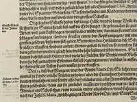 An illustration from Neundter vnd letzter Theil Americae, : darin[n] gehandelt wird, von Gelegenheit der Elementen, Natur, Art vnd eigenschafft der Newen Welt: item von derselben Völcker, abergläubischen Götzendienst, Policey vnd Regiments Ordnung: beneben einem seinen register oder Catalogo, aller Könige, von anfang ihrer Königreich an, biss auff den letzten König der Mexicaner, Motec̦uma genannt, den andern dess Nahmens, sampt eygentlicher Beschreibung der Wahl, Krönung, vnd Todt derselben, vnd letzlich was diese Indianer für Krieg wider einander geführet haben. Alles auffs trewlichste aus Niederländischer Beschreibung Iohan. Hugen von Lintschotten, in vnser Hochteutsche Sprache versetzet, durch Iohannem Humberger Wetterauium. Ferner auch von der Reise der fünff Schiffe, so im Junto dess 1598. Jahrs, in Hollandt aussgefahren, der meynung, durch das Fretum Magelanum, zu den Moluckischen Inseln zu Schiffen, wie sie nemlich von einander kommen vnd zerstrewetworden, also dass nur allein der Hauptmann Sebald de Weert, sampt noch einem Schiff beysammen blieben, vnd auff die vier Monat lang, mit grosser gefahr in dem Freto sich auffgehalten, welcher auch endlich, als er vber die 2. Jahr auff solcher Reise elendiglich zugebracht, mit einem Schiffe, Anno 1600. vnverrichter Sache wider anheim kommen. (1601)