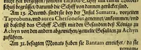An illustration from Neundte Schiffart, das ist: Gründtliche Erklärung, was sich mit den Holl- vnnd Seeländern in Ost-Indien Anno 1604. vnd 1605. vnter dem Admiral Steffan von der Hagen zugetragen, : vnd wie sie endlich in jüngst abgeloffenem Aprili mit zwey Schiffen in Hollandt ankommen (1606)