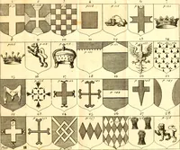 An illustration from A new dictionary of heraldry ... : and a concise account of the most noted orders of knighthood that are or have been, and of honours and dignities ecclesiastical, civil, or military .. (1725)