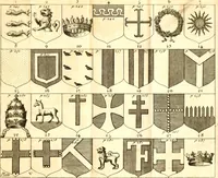An illustration from A new dictionary of heraldry ... : and a concise account of the most noted orders of knighthood that are or have been, and of honours and dignities ecclesiastical, civil, or military .. (1725)