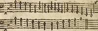An illustration from A new and easie method to learn to sing by book : whereby one (who hath a good voice and ear) may, without other help, learn to sing true by notes : design'd chiefly for, and applied to, the promoting of psalmody; and furnished with variety of psalm tunes in parts, with directions for that kind of singing .. (1686)