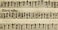 An illustration from A new and easie method to learn to sing by book : whereby one (who hath a good voice and ear) may, without other help, learn to sing true by notes : design'd chiefly for, and applied to, the promoting of psalmody; and furnished with variety of psalm tunes in parts, with directions for that kind of singing .. (1686)