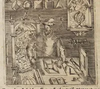An illustration from Newe geometrische vnd perspectiuische Inuentiones etlicher sonderbahrer Instrument, die zum perspectiuischen Grundreissen der Pasteyen vnnd Vestungen, wie auch zum planimetrischen Grundlegen der Stätt, Feldläger vnd Landtschafften, dessgleichen zur Büchsenmeisterey sehr nützlich vnnd gebrauchsam seynd : auss demonstriertem vnnd bewehrtem Fundament zusammen geordnet, vnd mit verständlichen Kupfferstücken in Truck gegeben (1610)