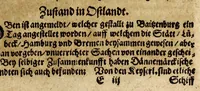 An illustration from Newer unpartheyischer teutscher Mercurius: : oder Glaubwürdige Erzehlung aller fürnemen un[d] gedenckwürdigen Historien, so sich hin vnd wider in Europa, in Hoch- und Nider Teutschland, auch Franckreich, Engelland, Italien, Hispanien, Hungarn, Böheimb, Polen, Siebenbürgen, Wallachey, Preussen, Schweden Türckey, &c. von der Herbst-verflossenen 1628. biss auff diese gegenwertige Fastmess 1629. Jahrs, zugetragen vnd verlauffen haben. Darin sonderlich was sich mit Belägerung der Stätt Roschel in Franckreich, Casal in Italien, vnd darin in der Insel Cuba begeben, aussführlich erzehlt wird. Alles mit mehrerm fleiss dan[n] zuuor jemal zusamen getragen vnd verfast, (1629)
