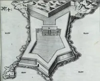 An illustration from Newes itinerarium Italiae : in welchem der Reisende nicht allein gründtlichen Bericht, durch die herzlichste namhaffteste Örter Italiae sein Reiss wol zubestellen, sonder es wirdt jhme auch gantz eygentlich beschriben, was allda als in einem Lustgarten di Europe ... an Sitten vnd Gewonheiten, im Geistlichen vnd Politischen, an mechanischen Wercken zu Land vnd zu Wasser, vnd also an Gebäwen ... denckwürdig zu sehen : alles ... an Tag gegeben ... (1627)