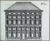 An illustration from Newes itinerarium Italiae : in welchem der Reisende nicht allein gründtlichen Bericht, durch die herzlichste namhaffteste Örter Italiae sein Reiss wol zubestellen, sonder es wirdt jhme auch gantz eygentlich beschriben, was allda als in einem Lustgarten di Europe ... an Sitten vnd Gewonheiten, im Geistlichen vnd Politischen, an mechanischen Wercken zu Land vnd zu Wasser, vnd also an Gebäwen ... denckwürdig zu sehen : alles ... an Tag gegeben ... (1627)