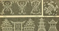 An illustration from The new filet crochet book; original designs which may be used also for cross-stitch and beadwork, with patterns represented in a new way (1912)