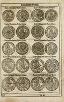 An illustration from New Müntz Buech : darinnen allerley gross vunnd kleine, silberne vnd guldene Sorten, vmb wichtiger Vrsach willen also fürgestelt werden, vnd erstlich der Römischen Kayserlichen vnd Königlichen Mayestat ... : darneben auch bäpstlicher Heiligkeit vnd der König in Hispanien, Portugal ... : dann auch der Italianischen Fürsten .. (1604)
