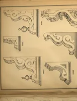 An illustration from New universal moulding book, containing latest styles of mouldings and architectural designs of exterior and interior finish ... rails, balusters and newel posts; architraves; front, interior and store doors .. (1891)