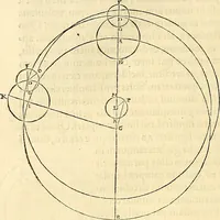 An illustration from Nicolai Copernici Torinensis De reuolutionibus orbium coelestium, libri VI : Habes in hoc opere iam recens nato, & aedito, studiose lector, motus stellarum, tam fixarum, quàm erraticarum, cum ex ueteribus, tum etiam ex recentibus obseruationibus restitutos: & nouis insuper ac admirabilibus hypothesibus ornatos. Habes etiam tabulas expeditissimas, ex quibus eosdem ad quoduis tempus quàm facillime caculare poteris. Igitur eme, lege, fruere. [Line in Greek] (1543)