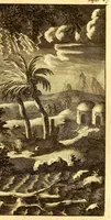 An illustration from Nieuwe reystogt en beschryving van de land-engte van Amerika, : behelzende een verhaal van de schryvers verblyf en zonderlinge avontuuren aldaar, de gesteltenisse van 't land, de kusten, bergen, rivieren, bosschen, 't aardryk, weeder, de boomen, vruchten, beesten, volgelen, visschen enz. Mitsgaders de Indiaansche inwoonders, hunne gestalte, aardt, zeeden, gewoonten, werk, huuwelyken, gastmaalen, beestejagt, manier van tellen, taal, enz. Beneffens eenige merkwaaardige ontmoetingen in de zuydzee en elders. (1700)