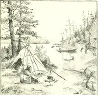 An illustration from Ninety-eight : a calendar for the year 1898; with some drawings suggestive of the everyday life of the past in Canada (1898)