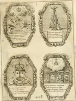 An illustration from Noticias historiales de la enfermedad, muerte, y exsequias de la esclarecida reyna de las Españas doña Maria Luisa de Orleans, Borbon Stuart y Austria, nuestra señora, dignissima consorte del rey nuestro señor Don Carlos segundo de Austria (1690)