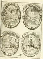 An illustration from Noticias historiales de la enfermedad, muerte, y exsequias de la esclarecida reyna de las Españas doña Maria Luisa de Orleans, Borbon Stuart y Austria, nuestra señora, dignissima consorte del rey nuestro señor Don Carlos segundo de Austria (1690)