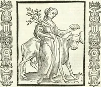 An illustration from Noua iconologia di Cesare Ripa perugino, caualier de SS. Mauritio & Lazzaro. Nella quale si descriuono diuerse imagini di virtù, vitij, affetti, passioni humane, arti, discipline, humori, elementi, corpi celesti, prouincie d'Italia, fiumi, tutte le parti del mondo, ed'altre infinite materie. Opera vtile ad oratori, predicatori, poeti, pittori, scultori, disegnatori, e ad'ogni studioso. Per inuentar concetti, emblemi, ed imprese, per diuisare qualsiuoglia apparato nuttiale, funerale, trionfale. Per rappresentar poemi drammatici, e per figurare co'suoi propij simboli ciò, che puo cadere in pensiero humano. Ampliata vltimamente dallo stesso auttore di trecento imagini, e arricchita di molti discorsi pieni di varia eruditione; con nuoui intagli, & con molti indici copiosi (1618)