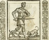 An illustration from Noua iconologia di Cesare Ripa perugino, caualier de SS. Mauritio & Lazzaro. Nella quale si descriuono diuerse imagini di virtù, vitij, affetti, passioni humane, arti, discipline, humori, elementi, corpi celesti, prouincie d'Italia, fiumi, tutte le parti del mondo, ed'altre infinite materie. Opera vtile ad oratori, predicatori, poeti, pittori, scultori, disegnatori, e ad'ogni studioso. Per inuentar concetti, emblemi, ed imprese, per diuisare qualsiuoglia apparato nuttiale, funerale, trionfale. Per rappresentar poemi drammatici, e per figurare co'suoi propij simboli ciò, che puo cadere in pensiero humano. Ampliata vltimamente dallo stesso auttore di trecento imagini, e arricchita di molti discorsi pieni di varia eruditione; con nuoui intagli, & con molti indici copiosi (1618)