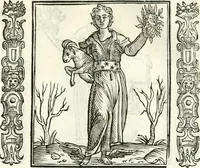 An illustration from Noua iconologia di Cesare Ripa perugino, caualier de SS. Mauritio & Lazzaro. Nella quale si descriuono diuerse imagini di virtù, vitij, affetti, passioni humane, arti, discipline, humori, elementi, corpi celesti, prouincie d'Italia, fiumi, tutte le parti del mondo, ed'altre infinite materie. Opera vtile ad oratori, predicatori, poeti, pittori, scultori, disegnatori, e ad'ogni studioso. Per inuentar concetti, emblemi, ed imprese, per diuisare qualsiuoglia apparato nuttiale, funerale, trionfale. Per rappresentar poemi drammatici, e per figurare co'suoi propij simboli ciò, che puo cadere in pensiero humano. Ampliata vltimamente dallo stesso auttore di trecento imagini, e arricchita di molti discorsi pieni di varia eruditione; con nuoui intagli, & con molti indici copiosi (1618)