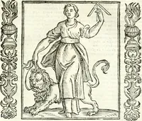 Picture 107 of 321 from Noua iconologia di Cesare Ripa perugino, caualier de SS. Mauritio & Lazzaro. Nella quale si descriuono diuerse imagini di virtù, vitij, affetti, passioni humane, arti, discipline, humori, elementi, corpi celesti, prouincie d'Italia, fiumi, tutte le parti del mondo, ed'altre infinite materie. Opera vtile ad oratori, predicatori, poeti, pittori, scultori, disegnatori, e ad'ogni studioso. Per inuentar concetti, emblemi, ed imprese, per diuisare qualsiuoglia apparato nuttiale, funerale, trionfale. Per rappresentar poemi drammatici, e per figurare co'suoi propij simboli ciò, che puo cadere in pensiero humano. Ampliata vltimamente dallo stesso auttore di trecento imagini, e arricchita di molti discorsi pieni di varia eruditione; con nuoui intagli, & con molti indici copiosi (1618), leaf 218