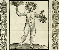 An illustration from Noua iconologia di Cesare Ripa perugino, caualier de SS. Mauritio & Lazzaro. Nella quale si descriuono diuerse imagini di virtù, vitij, affetti, passioni humane, arti, discipline, humori, elementi, corpi celesti, prouincie d'Italia, fiumi, tutte le parti del mondo, ed'altre infinite materie. Opera vtile ad oratori, predicatori, poeti, pittori, scultori, disegnatori, e ad'ogni studioso. Per inuentar concetti, emblemi, ed imprese, per diuisare qualsiuoglia apparato nuttiale, funerale, trionfale. Per rappresentar poemi drammatici, e per figurare co'suoi propij simboli ciò, che puo cadere in pensiero humano. Ampliata vltimamente dallo stesso auttore di trecento imagini, e arricchita di molti discorsi pieni di varia eruditione; con nuoui intagli, & con molti indici copiosi (1618)