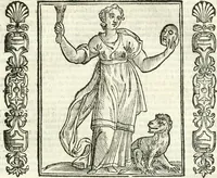 An illustration from Noua iconologia di Cesare Ripa perugino, caualier de SS. Mauritio & Lazzaro. Nella quale si descriuono diuerse imagini di virtù, vitij, affetti, passioni humane, arti, discipline, humori, elementi, corpi celesti, prouincie d'Italia, fiumi, tutte le parti del mondo, ed'altre infinite materie. Opera vtile ad oratori, predicatori, poeti, pittori, scultori, disegnatori, e ad'ogni studioso. Per inuentar concetti, emblemi, ed imprese, per diuisare qualsiuoglia apparato nuttiale, funerale, trionfale. Per rappresentar poemi drammatici, e per figurare co'suoi propij simboli ciò, che puo cadere in pensiero humano. Ampliata vltimamente dallo stesso auttore di trecento imagini, e arricchita di molti discorsi pieni di varia eruditione; con nuoui intagli, & con molti indici copiosi (1618)