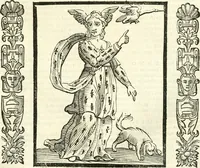 An illustration from Noua iconologia di Cesare Ripa perugino, caualier de SS. Mauritio & Lazzaro. Nella quale si descriuono diuerse imagini di virtù, vitij, affetti, passioni humane, arti, discipline, humori, elementi, corpi celesti, prouincie d'Italia, fiumi, tutte le parti del mondo, ed'altre infinite materie. Opera vtile ad oratori, predicatori, poeti, pittori, scultori, disegnatori, e ad'ogni studioso. Per inuentar concetti, emblemi, ed imprese, per diuisare qualsiuoglia apparato nuttiale, funerale, trionfale. Per rappresentar poemi drammatici, e per figurare co'suoi propij simboli ciò, che puo cadere in pensiero humano. Ampliata vltimamente dallo stesso auttore di trecento imagini, e arricchita di molti discorsi pieni di varia eruditione; con nuoui intagli, & con molti indici copiosi (1618)