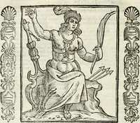 An illustration from Noua iconologia di Cesare Ripa perugino, caualier de SS. Mauritio & Lazzaro. Nella quale si descriuono diuerse imagini di virtù, vitij, affetti, passioni humane, arti, discipline, humori, elementi, corpi celesti, prouincie d'Italia, fiumi, tutte le parti del mondo, ed'altre infinite materie. Opera vtile ad oratori, predicatori, poeti, pittori, scultori, disegnatori, e ad'ogni studioso. Per inuentar concetti, emblemi, ed imprese, per diuisare qualsiuoglia apparato nuttiale, funerale, trionfale. Per rappresentar poemi drammatici, e per figurare co'suoi propij simboli ciò, che puo cadere in pensiero humano. Ampliata vltimamente dallo stesso auttore di trecento imagini, e arricchita di molti discorsi pieni di varia eruditione; con nuoui intagli, & con molti indici copiosi (1618)