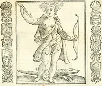 Picture 195 of 321 from Noua iconologia di Cesare Ripa perugino, caualier de SS. Mauritio & Lazzaro. Nella quale si descriuono diuerse imagini di virtù, vitij, affetti, passioni humane, arti, discipline, humori, elementi, corpi celesti, prouincie d'Italia, fiumi, tutte le parti del mondo, ed'altre infinite materie. Opera vtile ad oratori, predicatori, poeti, pittori, scultori, disegnatori, e ad'ogni studioso. Per inuentar concetti, emblemi, ed imprese, per diuisare qualsiuoglia apparato nuttiale, funerale, trionfale. Per rappresentar poemi drammatici, e per figurare co'suoi propij simboli ciò, che puo cadere in pensiero humano. Ampliata vltimamente dallo stesso auttore di trecento imagini, e arricchita di molti discorsi pieni di varia eruditione; con nuoui intagli, & con molti indici copiosi (1618), leaf 404