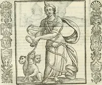 Picture 215 of 321 from Noua iconologia di Cesare Ripa perugino, caualier de SS. Mauritio & Lazzaro. Nella quale si descriuono diuerse imagini di virtù, vitij, affetti, passioni humane, arti, discipline, humori, elementi, corpi celesti, prouincie d'Italia, fiumi, tutte le parti del mondo, ed'altre infinite materie. Opera vtile ad oratori, predicatori, poeti, pittori, scultori, disegnatori, e ad'ogni studioso. Per inuentar concetti, emblemi, ed imprese, per diuisare qualsiuoglia apparato nuttiale, funerale, trionfale. Per rappresentar poemi drammatici, e per figurare co'suoi propij simboli ciò, che puo cadere in pensiero humano. Ampliata vltimamente dallo stesso auttore di trecento imagini, e arricchita di molti discorsi pieni di varia eruditione; con nuoui intagli, & con molti indici copiosi (1618), leaf 459