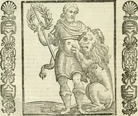 An illustration from Noua iconologia di Cesare Ripa perugino, caualier de SS. Mauritio & Lazzaro. Nella quale si descriuono diuerse imagini di virtù, vitij, affetti, passioni humane, arti, discipline, humori, elementi, corpi celesti, prouincie d'Italia, fiumi, tutte le parti del mondo, ed'altre infinite materie. Opera vtile ad oratori, predicatori, poeti, pittori, scultori, disegnatori, e ad'ogni studioso. Per inuentar concetti, emblemi, ed imprese, per diuisare qualsiuoglia apparato nuttiale, funerale, trionfale. Per rappresentar poemi drammatici, e per figurare co'suoi propij simboli ciò, che puo cadere in pensiero humano. Ampliata vltimamente dallo stesso auttore di trecento imagini, e arricchita di molti discorsi pieni di varia eruditione; con nuoui intagli, & con molti indici copiosi (1618)