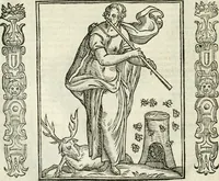 Picture 21 of 321 from Noua iconologia di Cesare Ripa perugino, caualier de SS. Mauritio & Lazzaro. Nella quale si descriuono diuerse imagini di virtù, vitij, affetti, passioni humane, arti, discipline, humori, elementi, corpi celesti, prouincie d'Italia, fiumi, tutte le parti del mondo, ed'altre infinite materie. Opera vtile ad oratori, predicatori, poeti, pittori, scultori, disegnatori, e ad'ogni studioso. Per inuentar concetti, emblemi, ed imprese, per diuisare qualsiuoglia apparato nuttiale, funerale, trionfale. Per rappresentar poemi drammatici, e per figurare co'suoi propij simboli ciò, che puo cadere in pensiero humano. Ampliata vltimamente dallo stesso auttore di trecento imagini, e arricchita di molti discorsi pieni di varia eruditione; con nuoui intagli, & con molti indici copiosi (1618), leaf 59