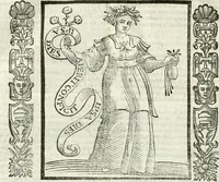 An illustration from Noua iconologia di Cesare Ripa perugino, caualier de SS. Mauritio & Lazzaro. Nella quale si descriuono diuerse imagini di virtù, vitij, affetti, passioni humane, arti, discipline, humori, elementi, corpi celesti, prouincie d'Italia, fiumi, tutte le parti del mondo, ed'altre infinite materie. Opera vtile ad oratori, predicatori, poeti, pittori, scultori, disegnatori, e ad'ogni studioso. Per inuentar concetti, emblemi, ed imprese, per diuisare qualsiuoglia apparato nuttiale, funerale, trionfale. Per rappresentar poemi drammatici, e per figurare co'suoi propij simboli ciò, che puo cadere in pensiero humano. Ampliata vltimamente dallo stesso auttore di trecento imagini, e arricchita di molti discorsi pieni di varia eruditione; con nuoui intagli, & con molti indici copiosi (1618)
