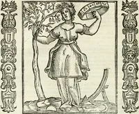 Picture 22 of 321 from Noua iconologia di Cesare Ripa perugino, caualier de SS. Mauritio & Lazzaro. Nella quale si descriuono diuerse imagini di virtù, vitij, affetti, passioni humane, arti, discipline, humori, elementi, corpi celesti, prouincie d'Italia, fiumi, tutte le parti del mondo, ed'altre infinite materie. Opera vtile ad oratori, predicatori, poeti, pittori, scultori, disegnatori, e ad'ogni studioso. Per inuentar concetti, emblemi, ed imprese, per diuisare qualsiuoglia apparato nuttiale, funerale, trionfale. Per rappresentar poemi drammatici, e per figurare co'suoi propij simboli ciò, che puo cadere in pensiero humano. Ampliata vltimamente dallo stesso auttore di trecento imagini, e arricchita di molti discorsi pieni di varia eruditione; con nuoui intagli, & con molti indici copiosi (1618), leaf 63
